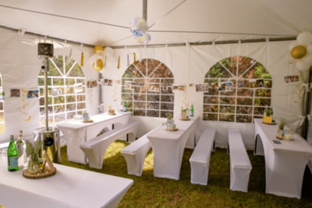 Stehtische und Festzeltgarnituren mieten – perfekt fürs Fest mit Hussen mieten von eventwerk. für Hochzeiten, Geburtstage, Großveranstaltungen