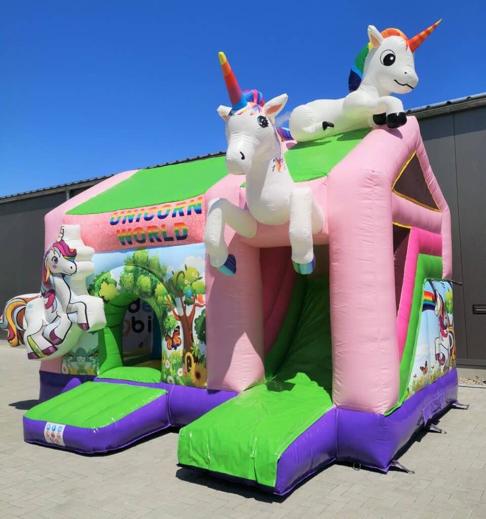 Hüpfburg Unicorn World mieten von eventwerk. für Kinderfeste, Geburtstage, Hochzeiten, Familienfeste