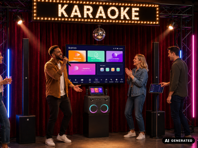 Karaokemaschine mieten für Firmenfeier, Weihnachtsfeier und Teamevent mit zwei kabellosen Mikrofonen bei eventwerk.